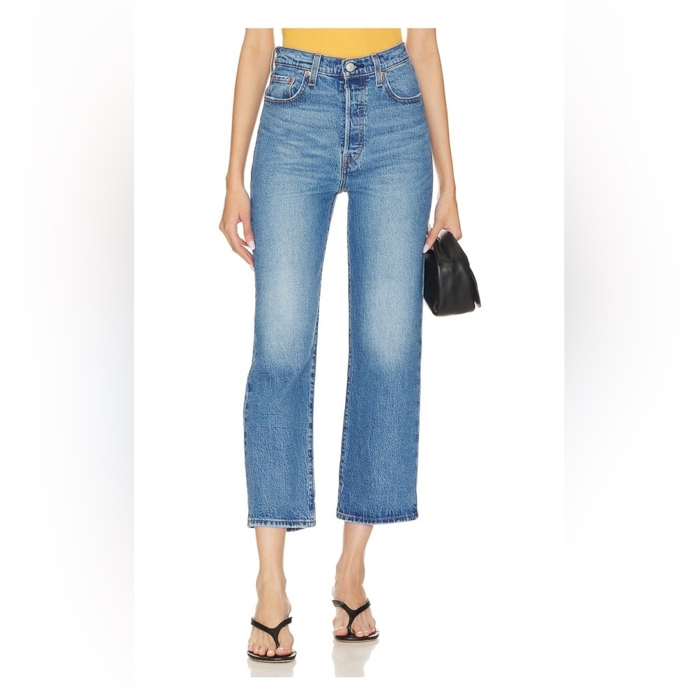 Levi's Light Blue High-Rise Cropped Straight Jeans